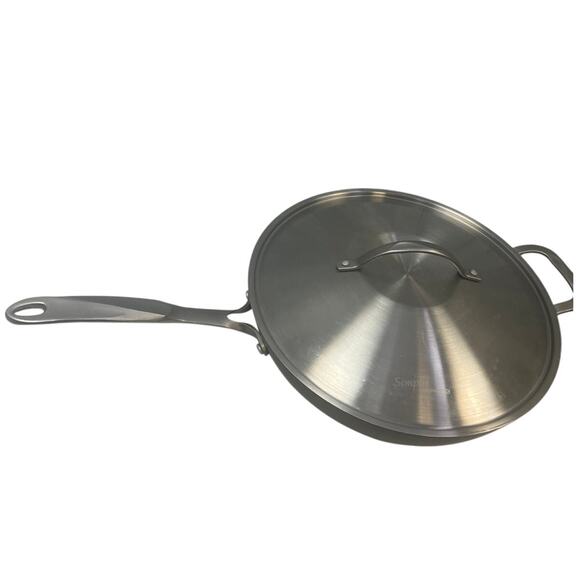 Used Simply Calphalon #1612  Nonstick 12" Metal Frying Pan w Metal Lid - Picture 1 of 7